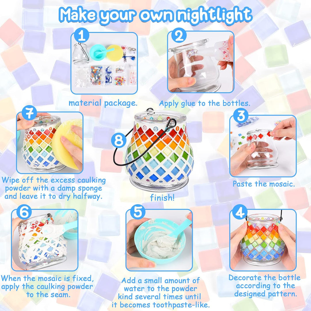 FORMIZON Mosaik Lampe Basteln, Mosaik Bastelset Kinder, Glasmosaik Kerzenhalter Kit für Heim Deko, D