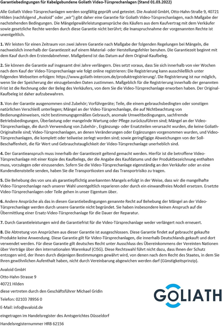 Goliath AV-IPS-529 Video Türsprechanlage, Schwarze Innenstation 3 x Innenstation Schwarze Innenstati