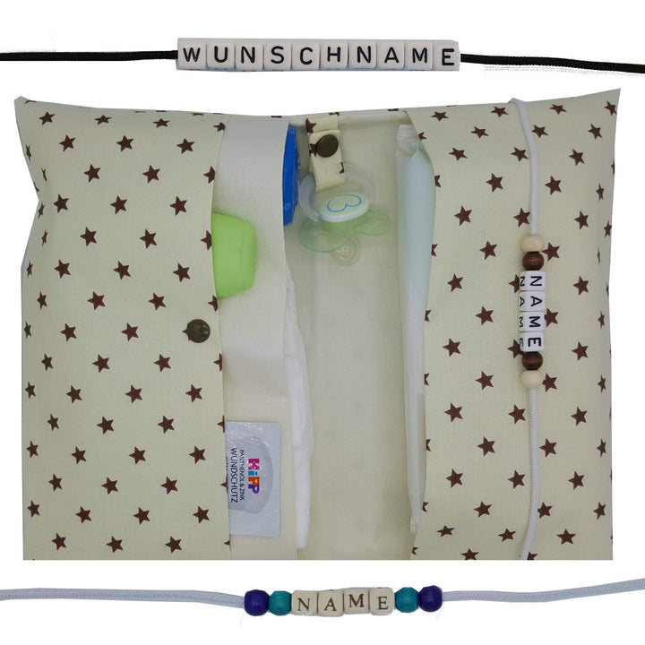 Grosse Windeltasche XXL mit Name Wickeltasche vanille/braun Innen glatte Baumwolle, vanille/braun In