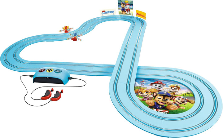 Carrera First PAW Patrol, Race 'N' Rescue – 3,5 Meter Lange Bahn mit Licht-, Sound- & Musikeffekten,