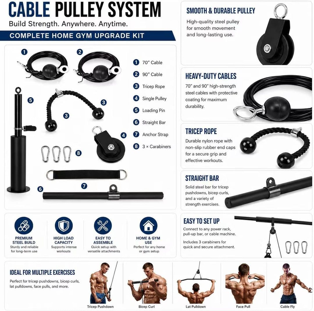 Morwealth Seilzug Fitness Kabelsystem, Latzug Unterarmtrainer kabelzug Unterarm Handgelenk Trainer A