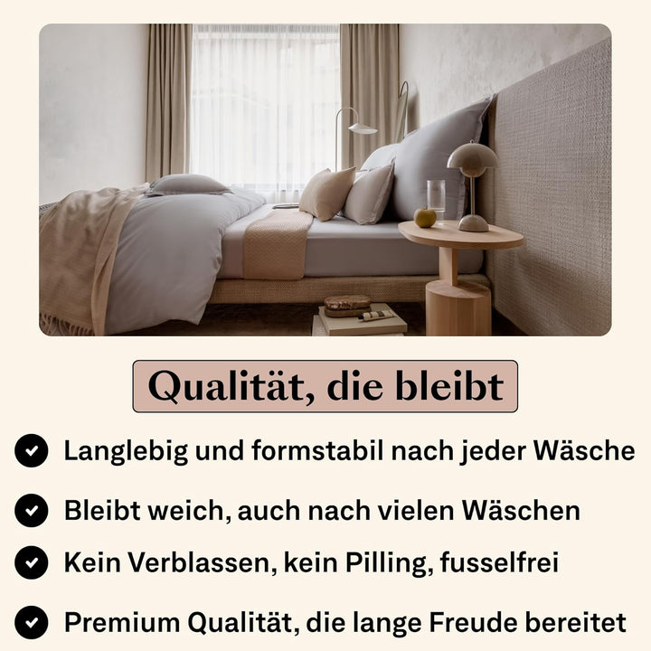 Amqua Mako Satin Kissenbezug 2er Set Kissenbezüge 65x65 cm, 100% ägyptische Baumwolle (Zertifiziert)