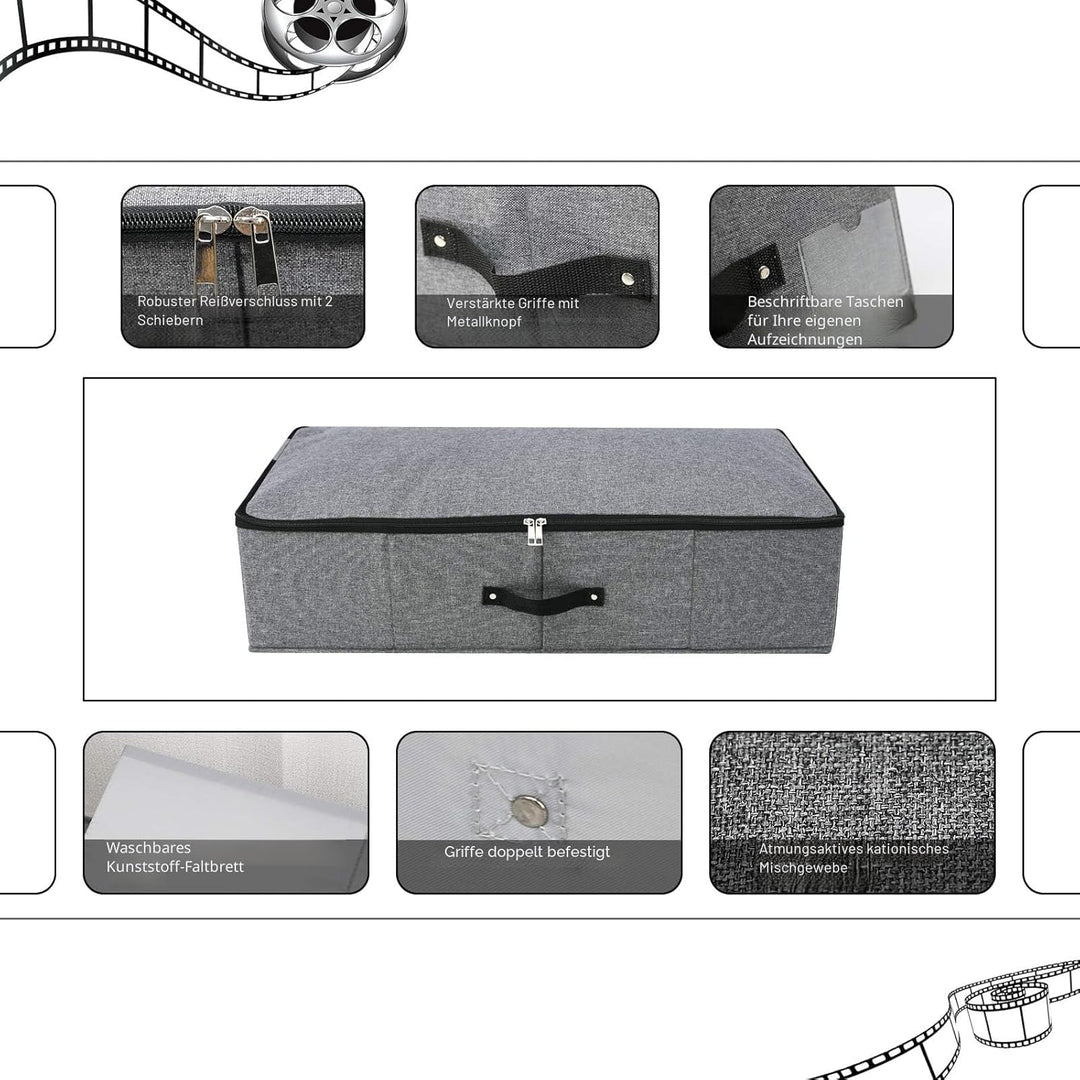 Faltbare stabile Unterbett-Aufbewahrungsbox mit Griff, Reissverschlussdeckel, Decken Kleidung Bettde
