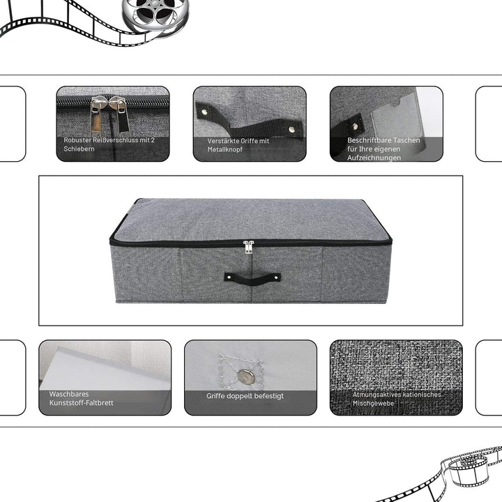 Faltbare stabile Unterbett-Aufbewahrungsbox mit Griff, Reissverschlussdeckel, Decken Kleidung Bettde