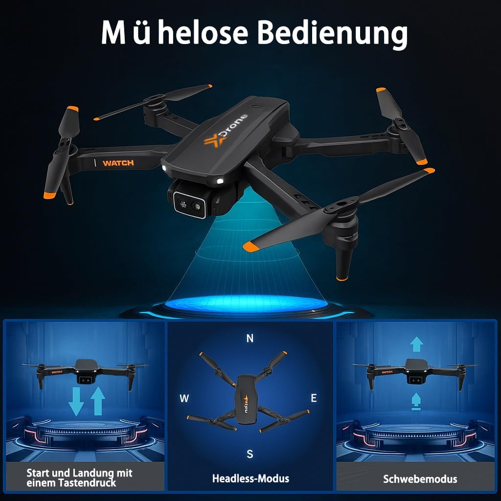 Drohne mit Kamera 4k, Mini Drohne für Kinder und Anfänger, Erwachsene, Drone für Ein-Knopf Start/Lan