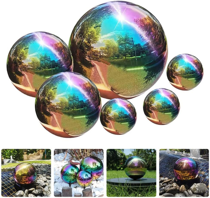 BESTonZON Edelstahl Gartenkugel Spiegelkugel Dekokugel 6 Stücke Spiegelpoliert Hohlkugel Metallkugel