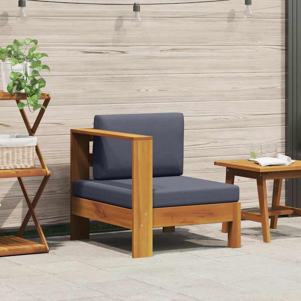 vidaXL Akazienholz Massiv Mittelsofa mit 1 Armlehne Sofa Lounge Gartensofa Einzelsofa Gartenmöbel Ga