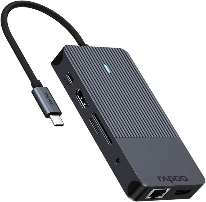 Rapoo UCM-2005 USB-C Multiport Adapter 10-in-1, 100W Power Delievery, 2x 4K HDMI, 1 Gbps LAN, 1 USB-