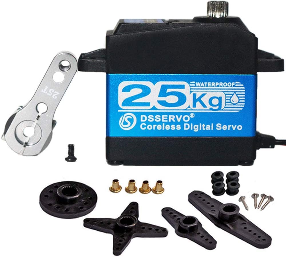 YUNIQUE DEUTSCHLAND Digitaler Servomotor Coreless DS3225PRO 7,4 V 25 kg mit 25 T Nocken für Roboterw