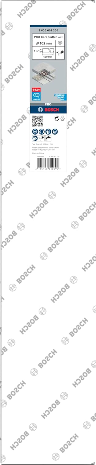 Bosch Professional Diamantnassbohrkronen (für Beton, 1 1/4 Zoll UNC, Ø: 102 mm, Zubehör für Diamantb