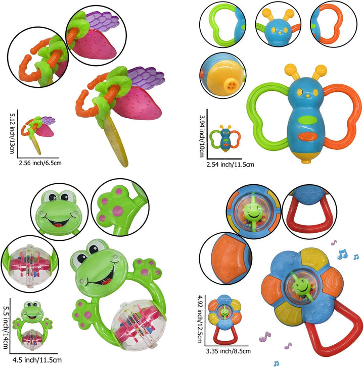 fiouni Baby Rassel Beissring Spielzeug Set Babys Erste Rasseln Babys Erstes Spielzeug Geschenkset fü