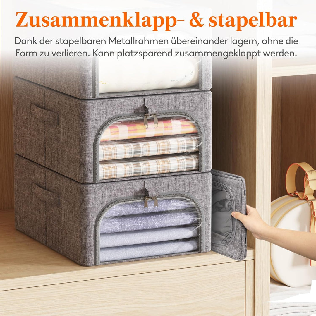 Lifewit 6 Stück Kleideraufbewahrungsbehälter mit Metallrahmen, Faltbare Aufbewahrungsbox mit Deckel,