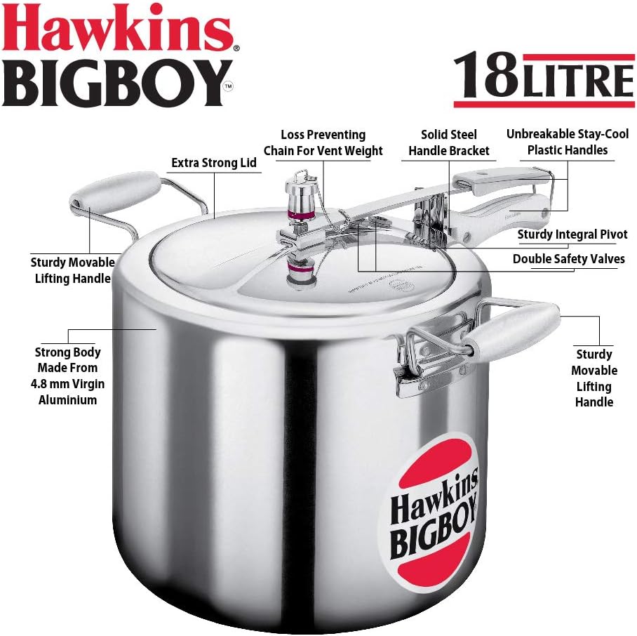 HAWKINS E20 Schnellkochtopf/Kochgeschirr, Aluminium, Silber 18 Liter, 18 Liter