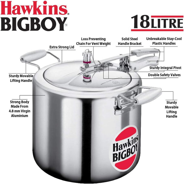 HAWKINS E20 Schnellkochtopf/Kochgeschirr, Aluminium, Silber 18 Liter, 18 Liter