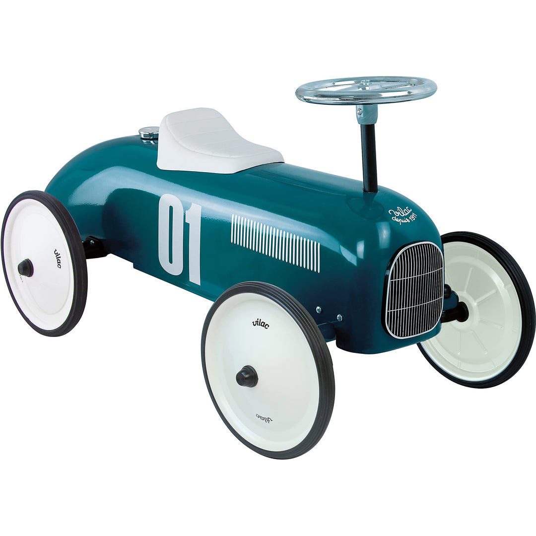 Vilac - Autoträger Vintage – Blau – Spielzeug für Kinder oder Heimdekoration – Lenkrad – aus Metall