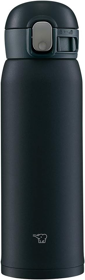 Zojirushi SM-WA48-BA Wasserflasche, One-Touch Edelstahlbecher, nahtlos, 0,48 l, Schwarz Schwarz 0.48