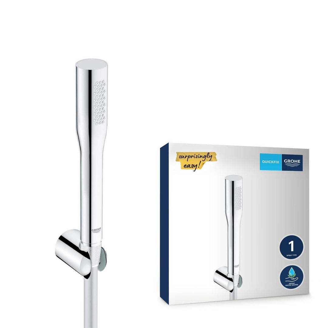 GROHE Vitalio Get - Handbrause (wassersparend, 1 Strahlart, mit Wandbrausehalter, Antikalk-System),