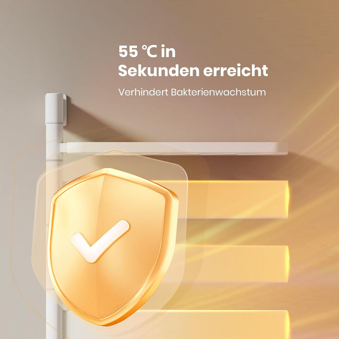 EMKE Handtuchheizkörper Elektrisch 120W, 180° Drehung Badheizkörper Elektrisch mit Lagerregal, Wifi