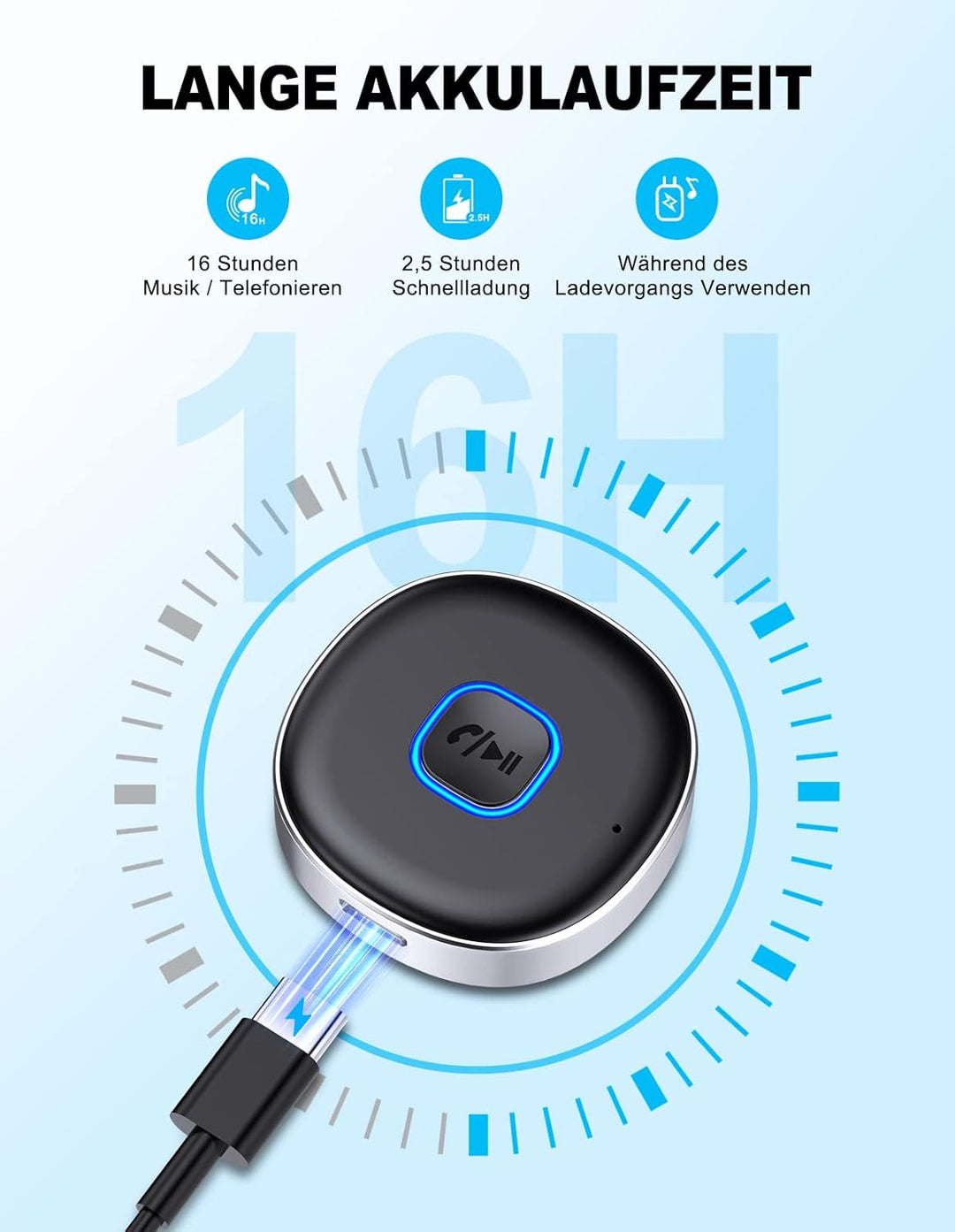 Mohard AUX Bluetooth Adapter Auto, Drahtloser KFZ Bluetooth 5.3 Empfänger für Heim-Stereo/Kabelgebun