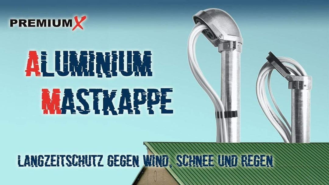 PremiumX Mastkappe mit Kabeldurchführung Aluminium für SAT Dachsparrenhalter Wandhalter Mast Durchme
