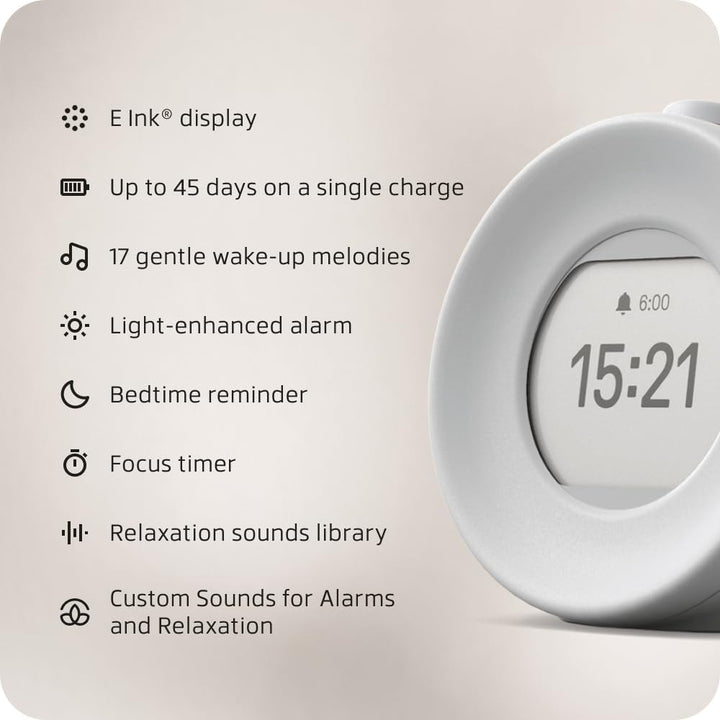 mudita Sunrise Alarm Clock E Ink Screen – „Harmony 2” Wecker Digital mit Bildschirm ohne Lichtemissi