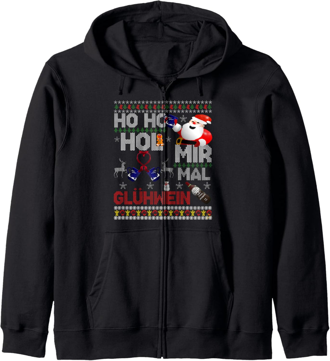 ho ho hol mir mal Bier - Glühwein - lustiges ugly Weihnacht Kapuzenjacke