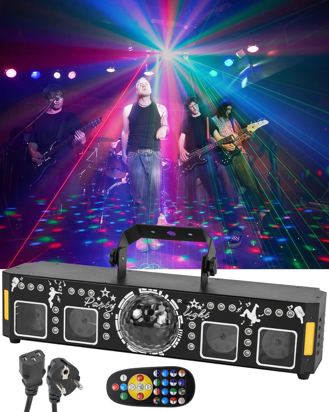 Discolicht Partylicht LED Fünf-in-Eins-Lichteffekt,Musik-Disco-Party-Bühnenlichter mit Blinkeffekt u