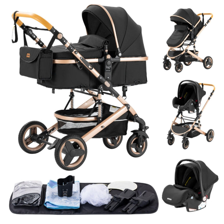GLOKID Kinderwagen 3 in 1,Reisesysteme, Buggy mit Umkehrbarem Zwei-Wege-Schub,Babywanne Buggy&Sports
