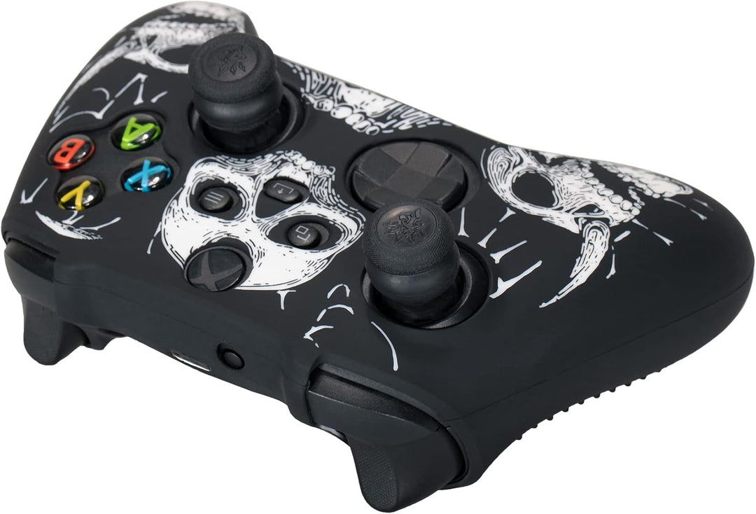 Laserschnitzen Silikon Hülle Haut für Xbox Series X/S Controller x 1 (Weiss) mit Pro Thumb Grips Auf