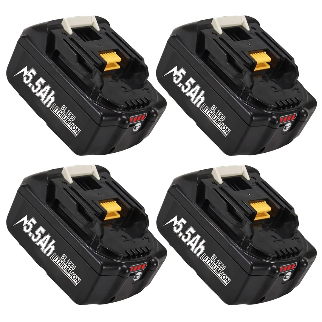 4 Stück 5,5Ah/5500mAh Ersatzakku für makita 18V Akku Li-ion BL1850 BL1850B BL1830 BL1860B BL1845 BL1