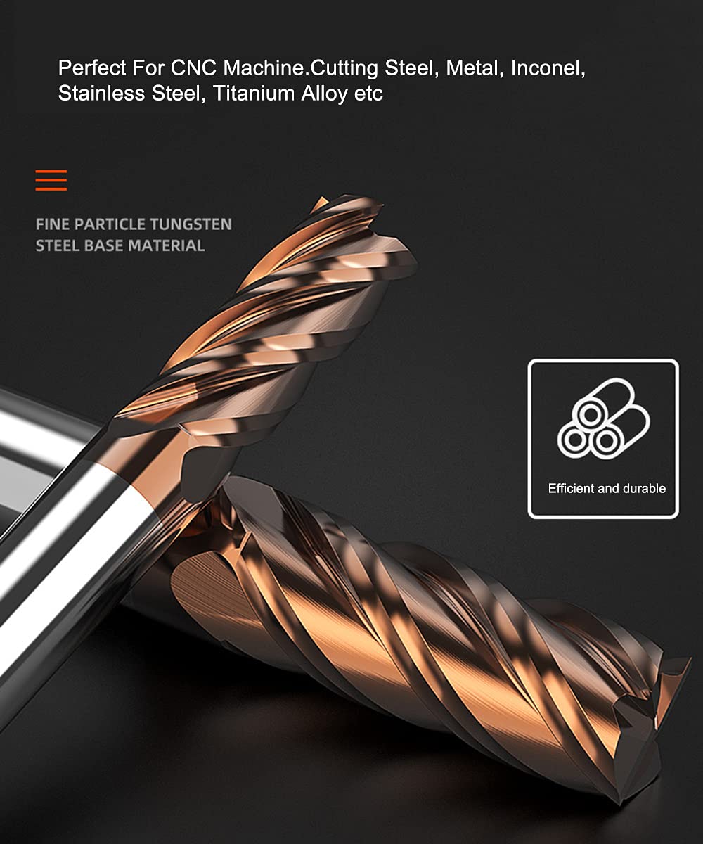 ASNOMY 8tlg VHM Schaftfräser 4 Flöten Hartmetall Nutenfräser Fräser Durchmesser 2-12mm CNC Schaftfrä