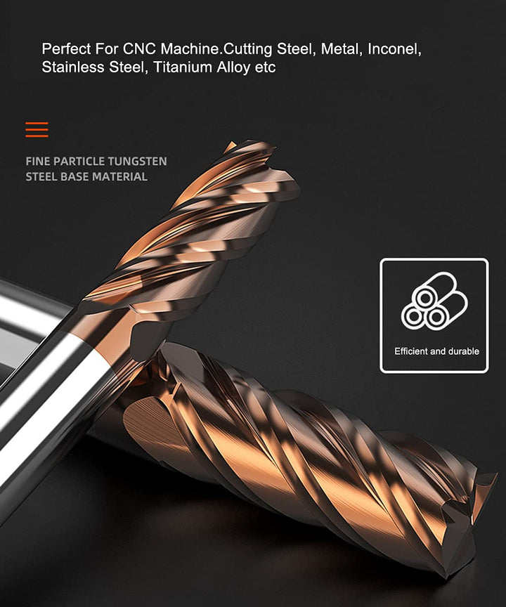 ASNOMY 8tlg VHM Schaftfräser 4 Flöten Hartmetall Nutenfräser Fräser Durchmesser 2-12mm CNC Schaftfrä