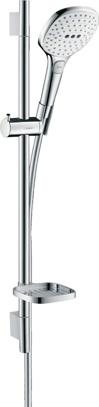 hansgrohe Raindance Select E 120 Duschset 0,65m, 3 Strahlarten, mit Seifenablage, Weiss/Chrom 0,65m