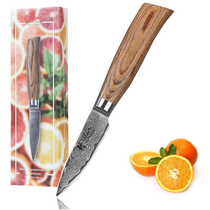 Wakoli EDIB Pro Officemesser aus echtem Damaststahl (VG10 Kern) 8 cm Klinge – Scharf und handlich –