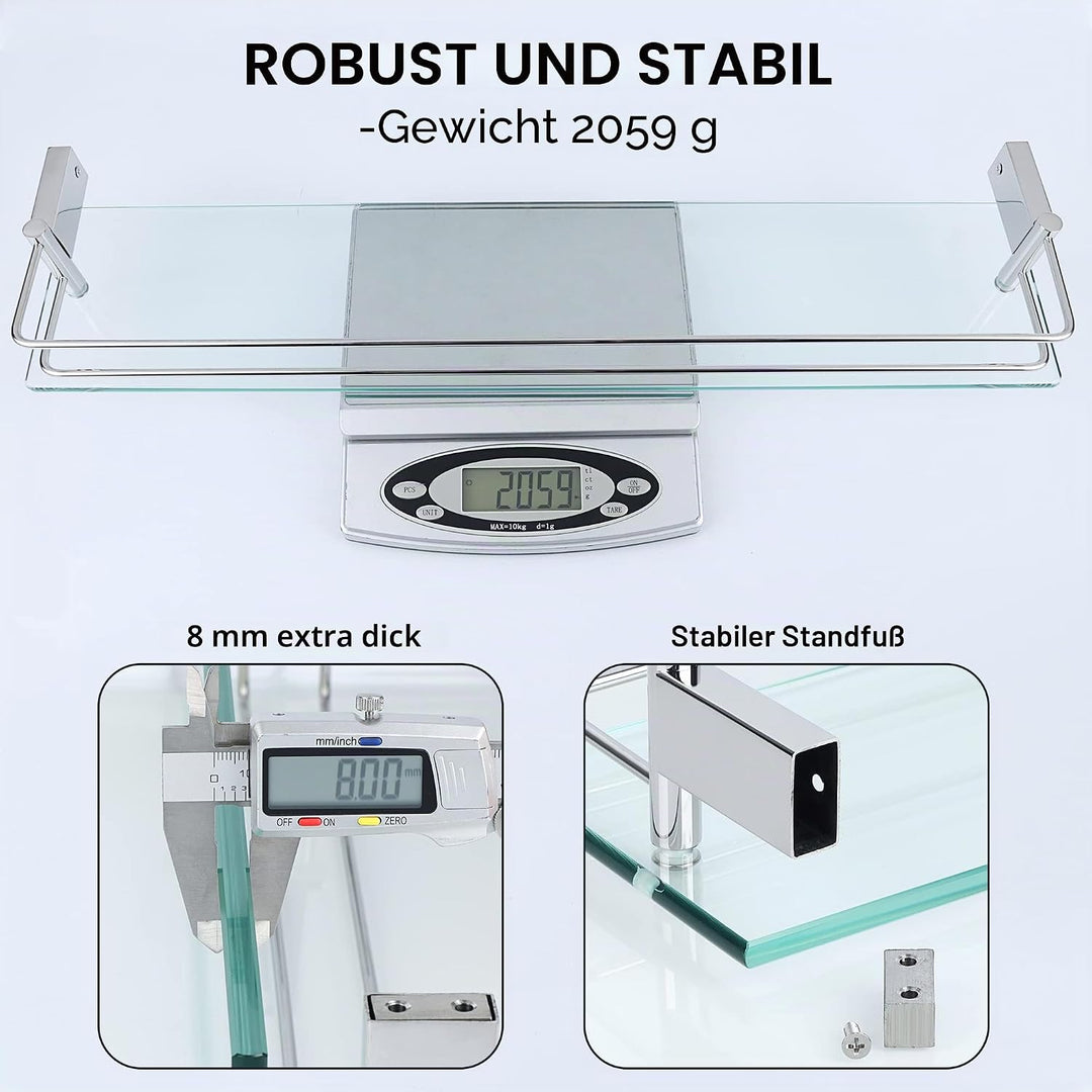 SAYAYO Duschablage Poliert Glasregal Edelstahl Duschregal Badezimmer Regal Duschkorb Shampoo Halteru