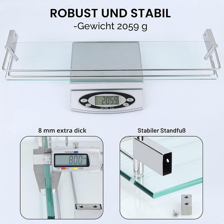 SAYAYO Duschablage Poliert Glasregal Edelstahl Duschregal Badezimmer Regal Duschkorb Shampoo Halteru