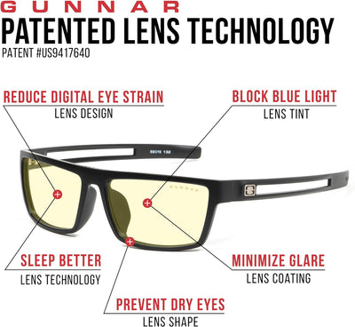 Gunnar Gaming- und Computerbrille - Valve, Onyx Rahmen, Amber Linsen - Blaulichtfilter Brille, Premi