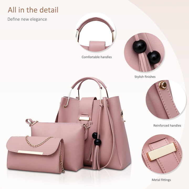 NICOLE & DORIS Damen Handtaschen 3 Stück Taschen für Damen Kette Tasche Top-Griffe Schultertaschen P
