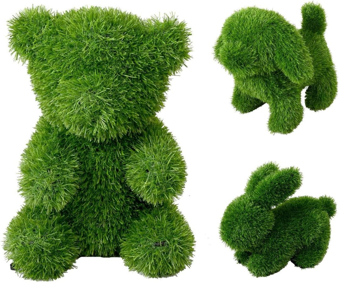 Innovative Kunstwerk Figuren aus Kunstrasen Hase Bär Hund Tier Garten Dekoration Gras Deko (Hund, 50