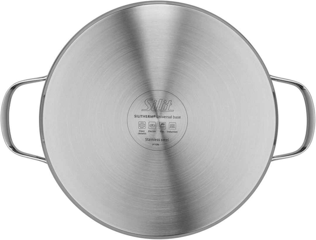 Silit Achat Kochtopf 24cm, Glasdeckel, Bratentopf 4,1l, Edelstahl poliert, Topf Induktion, unbeschic