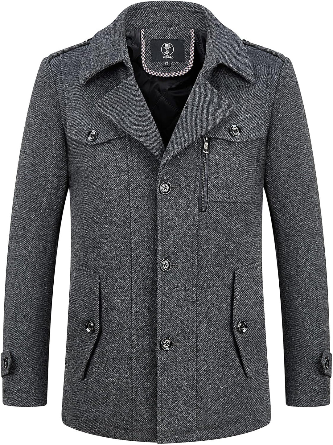 KUDORO Herren Wintermantel Wolle Kurzmantel Herren Wollmantel Mittellang Slim Fit für Business Freiz