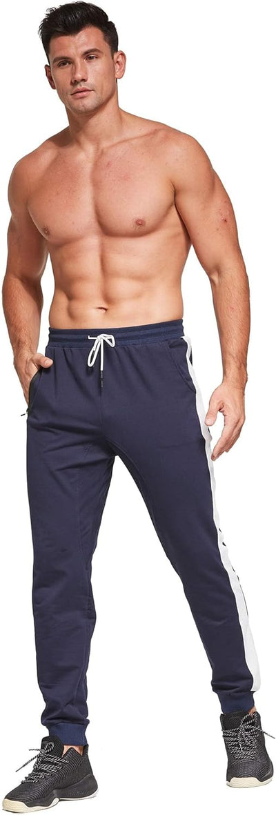 Tansozer Jogginghose Herren Trainingshose Baumwolle Fitness Hosen Herren mit Reissverschlusstaschen