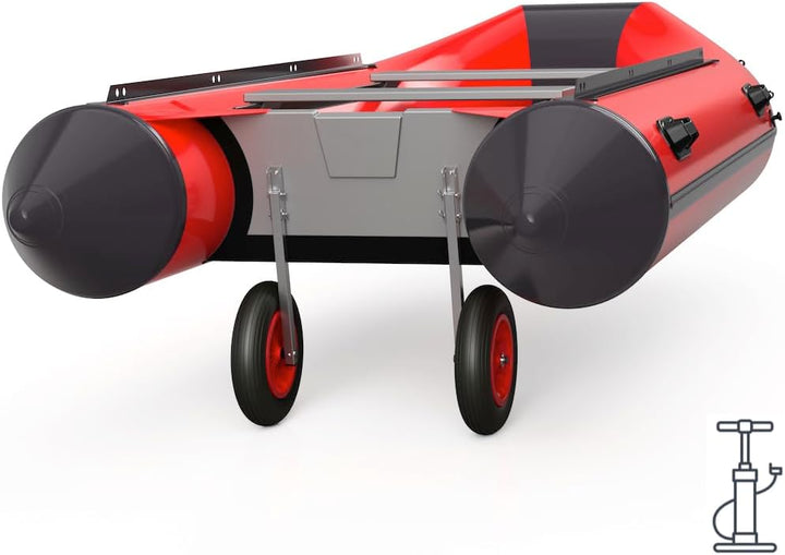 SUPROD Heckräder mit LUFTREIFEN, Slipräder, klappbar, ET350-LU, Edelstahl Schwarz/Rot, Schwarz/Rot