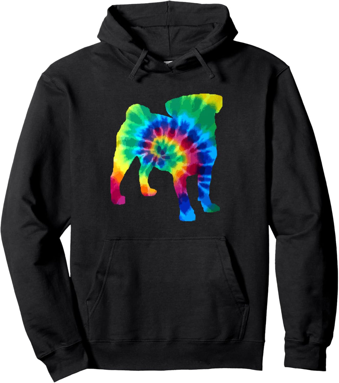 Mops Tie Dye Vintage Hippie Hund Mops Pullover Hoodie