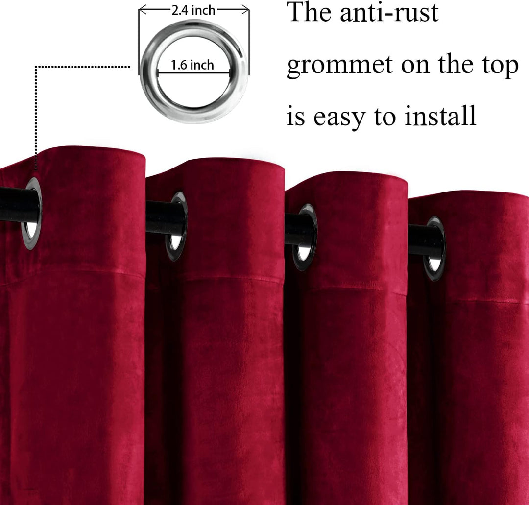 JIUZHEN Verdunklungsvorhang aus Samt,2er Set weiche blickdichte Gardinen mit Ösen für Schlafzimmer,1
