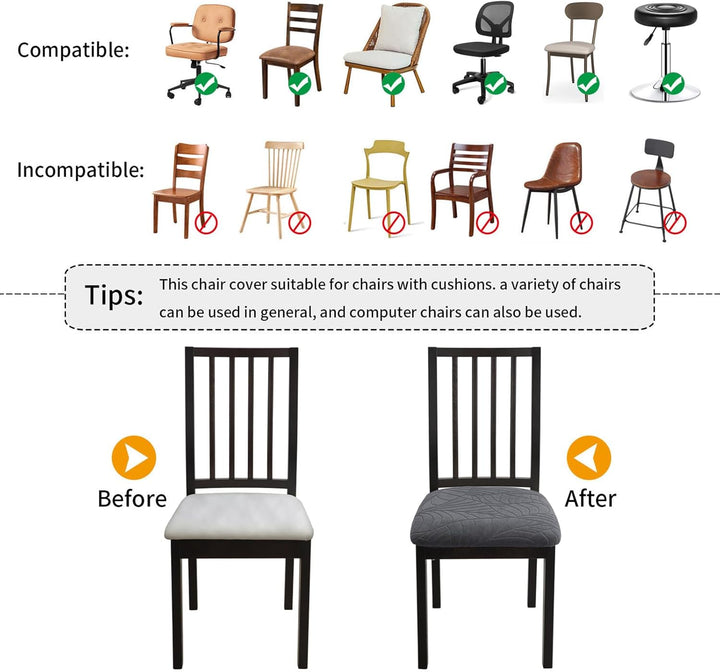 Fuloon Stuhlbezug Sitzfläche 4er Set, Stretch Stuhl Sitzbezüge für Esszimmer, Abnehmbare Waschbar Be