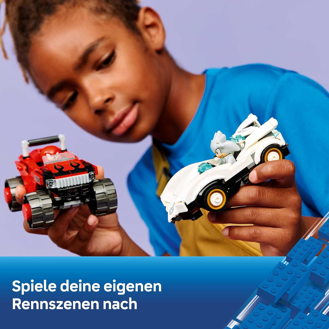 LEGO Sonic The Hedgehog Silvers Auto vs. Knuckles’ Monstertruck - Kinder Spielzeug mit 2 Flitzern un