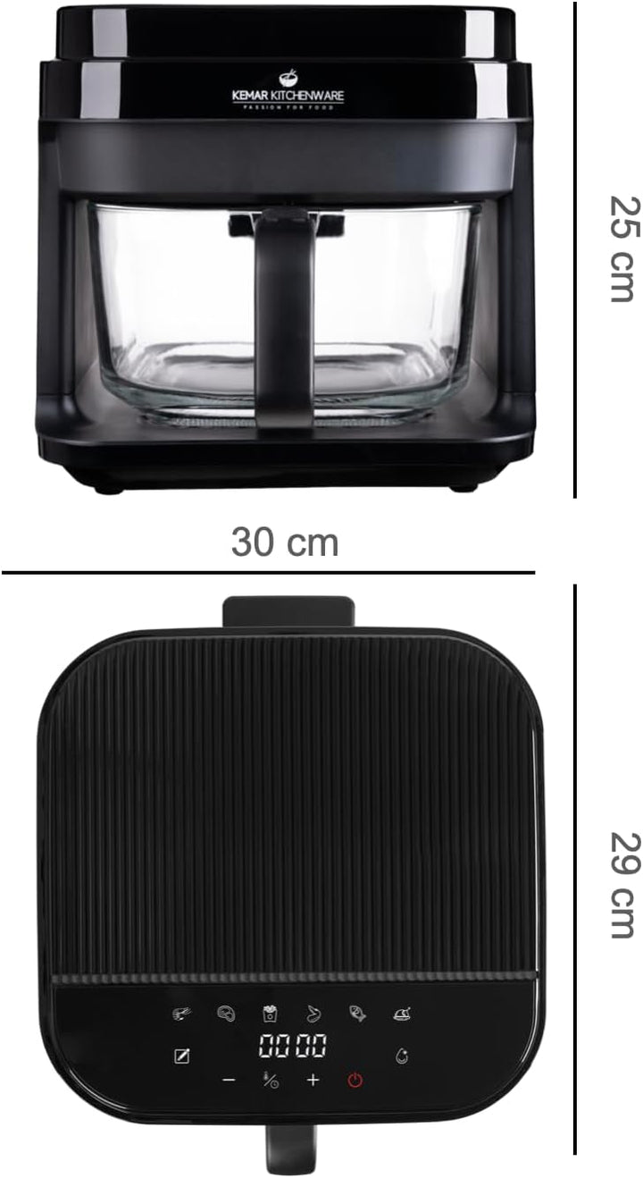 KHF-550 Heissluftfritteuse, 5,5 Liter,1.200W, Touchdisplay,Frittierkorb aus Glas ohne Beschichtung,