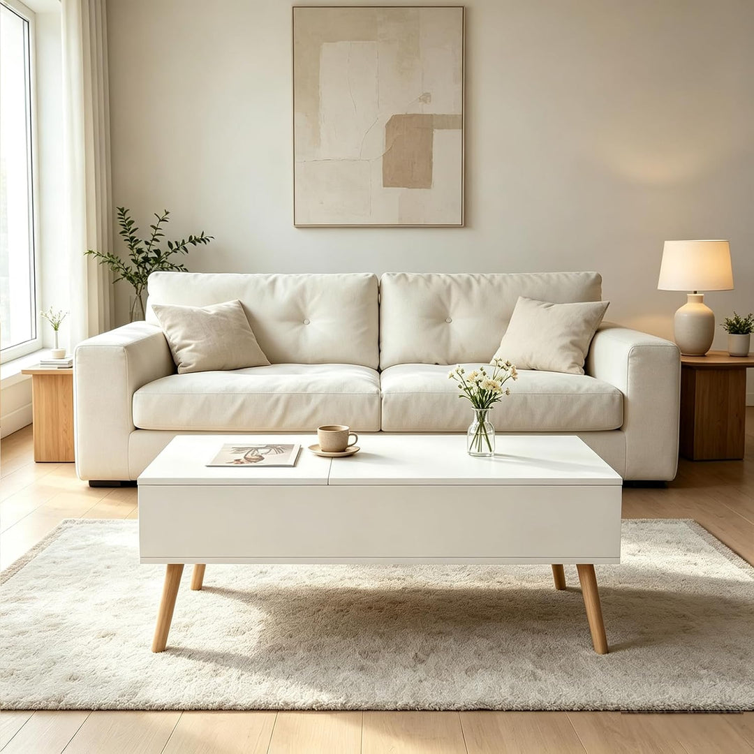 JanflyHome Couchtisch, Höhenverstellbarer Couchtisch, Couchtisch Höhenverstellbarer mit Schiebeplatt
