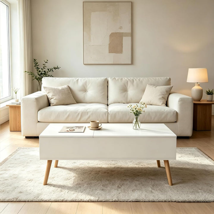 JanflyHome Couchtisch, Höhenverstellbarer Couchtisch, Couchtisch Höhenverstellbarer mit Schiebeplatt